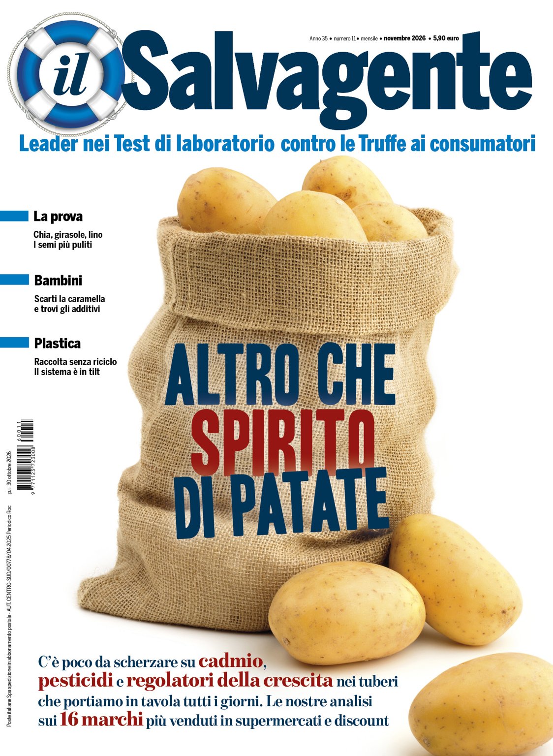 Copertina del Salvagente di novembre 2026: Altro che spirito di patate